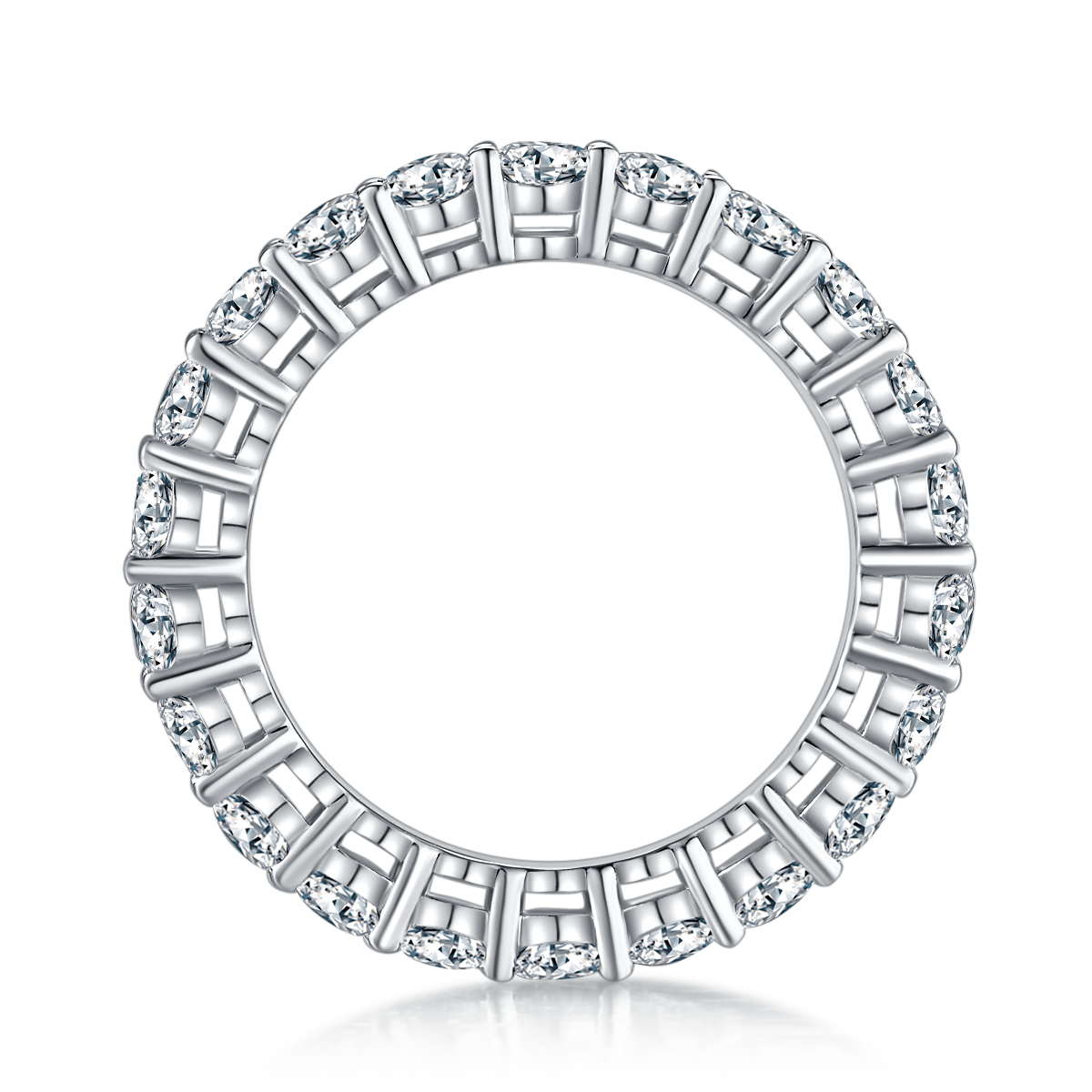 Round Full Body Ring S925 Silver Plated Platinum Moissanite Women's Ring 2.4 Carat D-Class